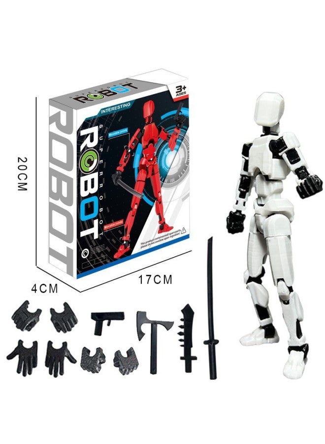3rd Lucky DIY Doll 3D Printed Toy 13 Joints Movable Full Body Activity Stress Relief Toy Plastic Material From Guangdong-Color:Boxed-white Black Joint Man  - Image 1