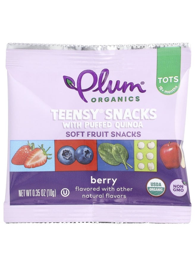Plum Organics Plum Organics, Teensy Snacks with Puffed Quinoa, Soft Fruit Snacks, 18+ Months, Berry, 5 Packs, 0.35 oz (10 g) Each  - Image 3