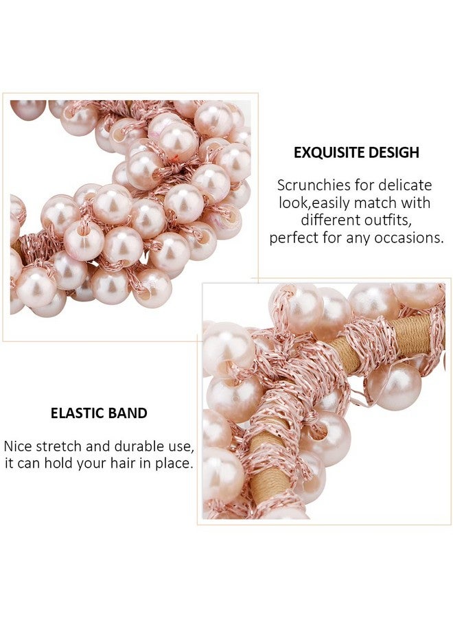 Ahoney 9Pcs Pearl Hair Ties Elastic Hair Scrunchies Hold Crystal Beads Bulk Hair Ropes Stretchy Handmade Boho Hair Accessories For Women Girls (Pearl&Crystal) - Image 4