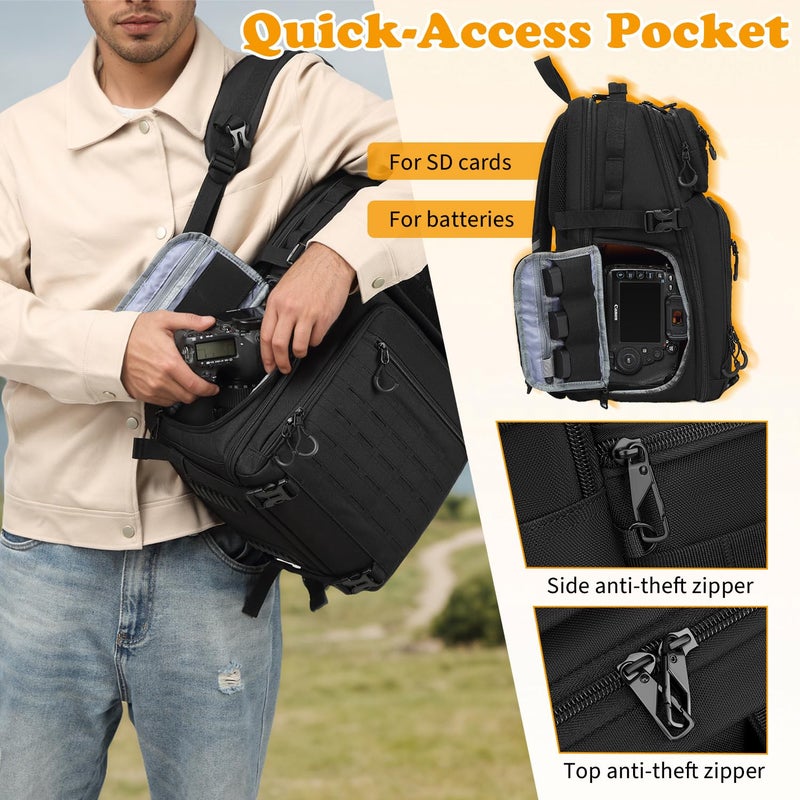 HAMBOLY Professional Camera Bag Backpack, Large Waterproof Photography Bag for Camera with Tripod Holder/Laptop Compartment - Image 4