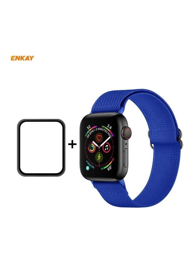 NIBEMINENT Replacement Watchband with Screen Protector for Apple Watch Series 6/5/4/SE 44mm Royal Blue - Image 1