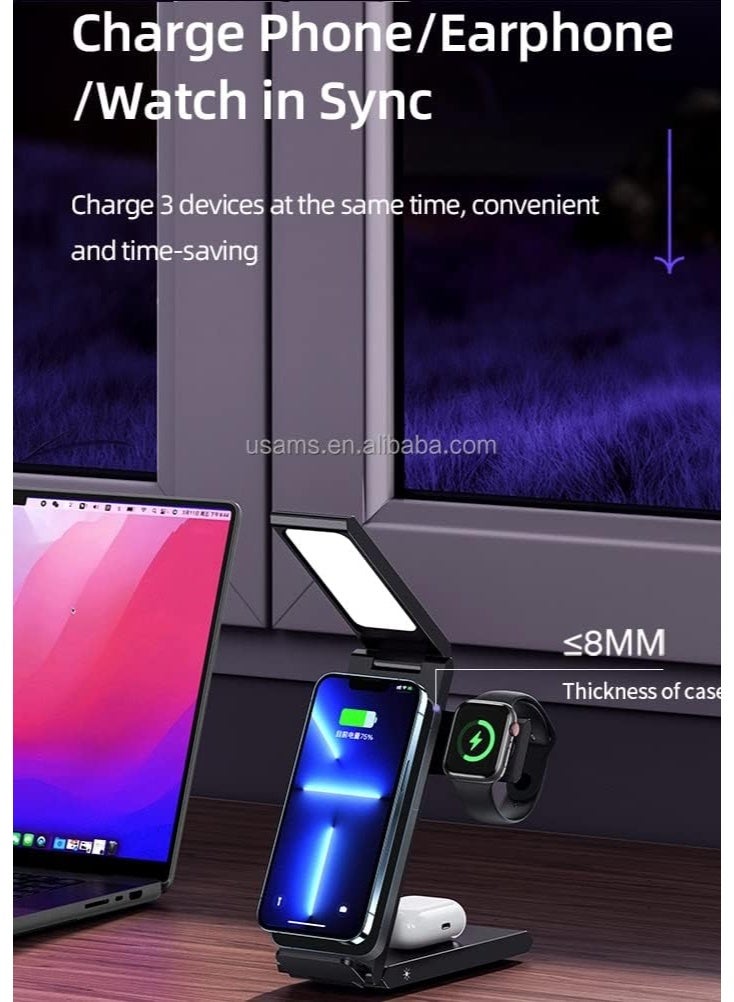 أوسامس حامل شحن لاسلكي قابل للطي 3 في 1 بقوة 15 وات مع طاولة CD181 - Image 4