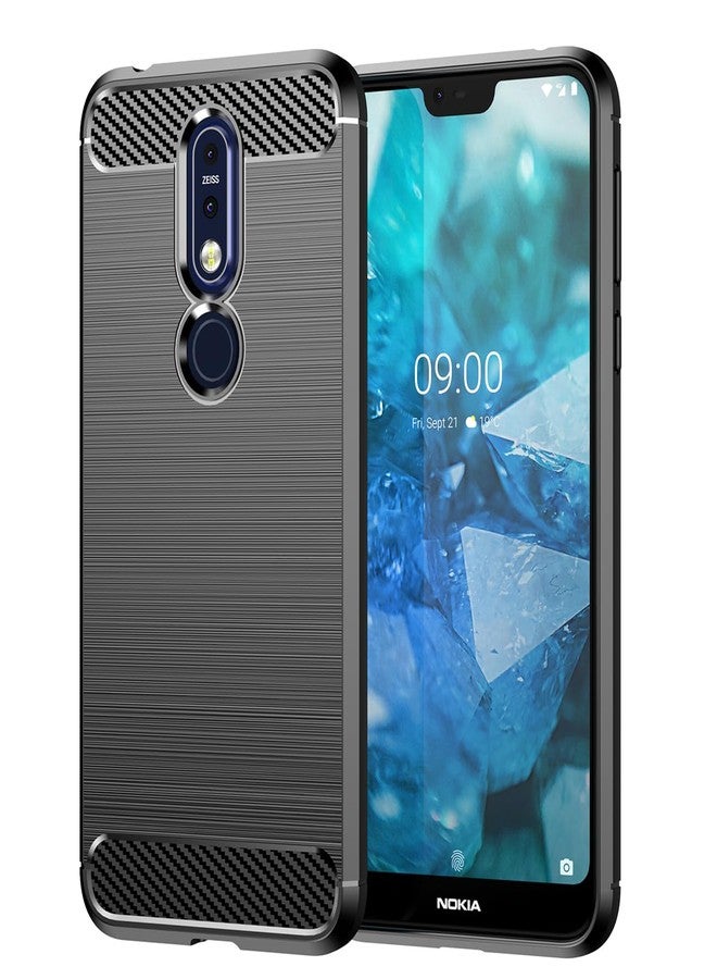 Sidande Case for Nokia 7.1 Case, Nokia 7.1 TA-1085 Case, Ultra Slim Phone Cover with Shock-Absorption Carbon Fiber TPU Rubber Protective Cases for Nokia 7.1 Black - Image 1