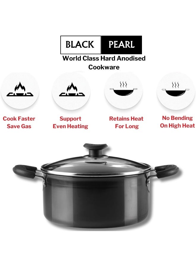 Vinod Hard Anodized Sauce Pot with Glass Lid- 30 cm, 11.2 Ltr Non - Induction - Image 4