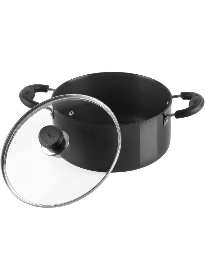 Vinod Hard Anodized Sauce Pot with Glass Lid- 30 cm, 11.2 Ltr Non - Induction - Image 1