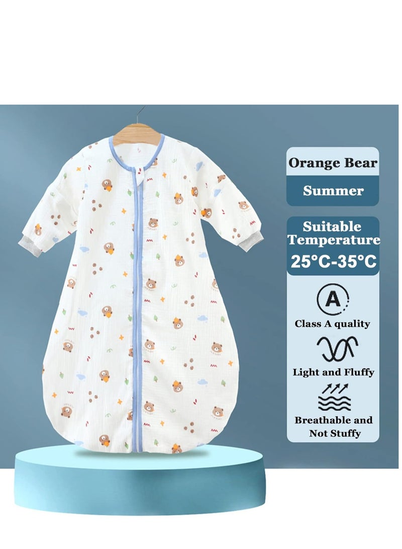 Rightsure Baby Sleeping Bag, 0.5 TOG Baby Sleeping Bag, 100% Cotton Baby Sleeping Bag, Double Zipper Gauze Baby Sleeping Bag Long Sleeve, Baby Wearable Blanket for Babies 0-24 Months  - Image 2