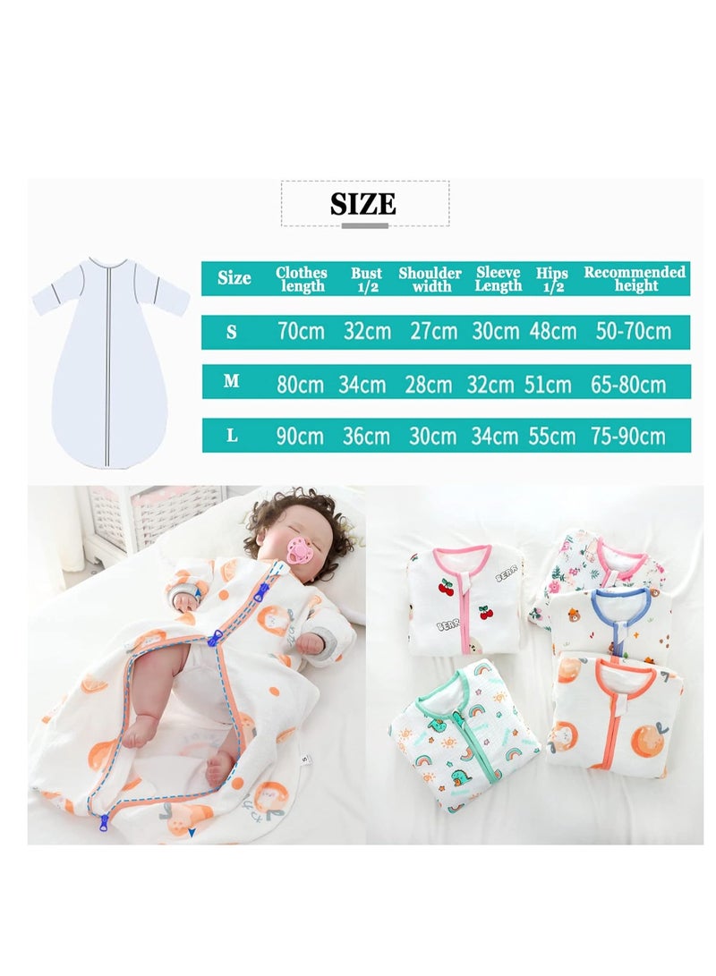 Rightsure Baby Sleeping Bag, 0.5 TOG Baby Sleeping Bag, 100% Cotton Baby Sleeping Bag, Double Zipper Gauze Baby Sleeping Bag Long Sleeve, Baby Wearable Blanket for Babies 0-24 Months  - Image 4