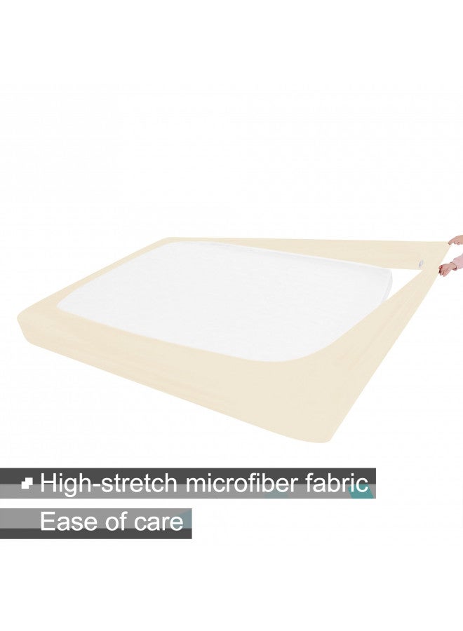 ALYVIA SPRING Box Spring Cover King Size - Jersey Knit & Stretchy Wrap Around 4 Sides Bed Skirt for Hotel & Home - King/Cal King, Beige  - Image 4