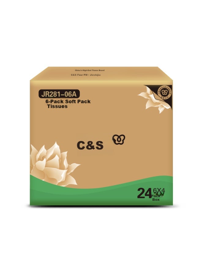 CS C&s 3-ply Facial Tissue 100 Sheets X 24 Packs S Size Bulk Box For Hotel Restaurant Commercial Use Napkins - Image 3