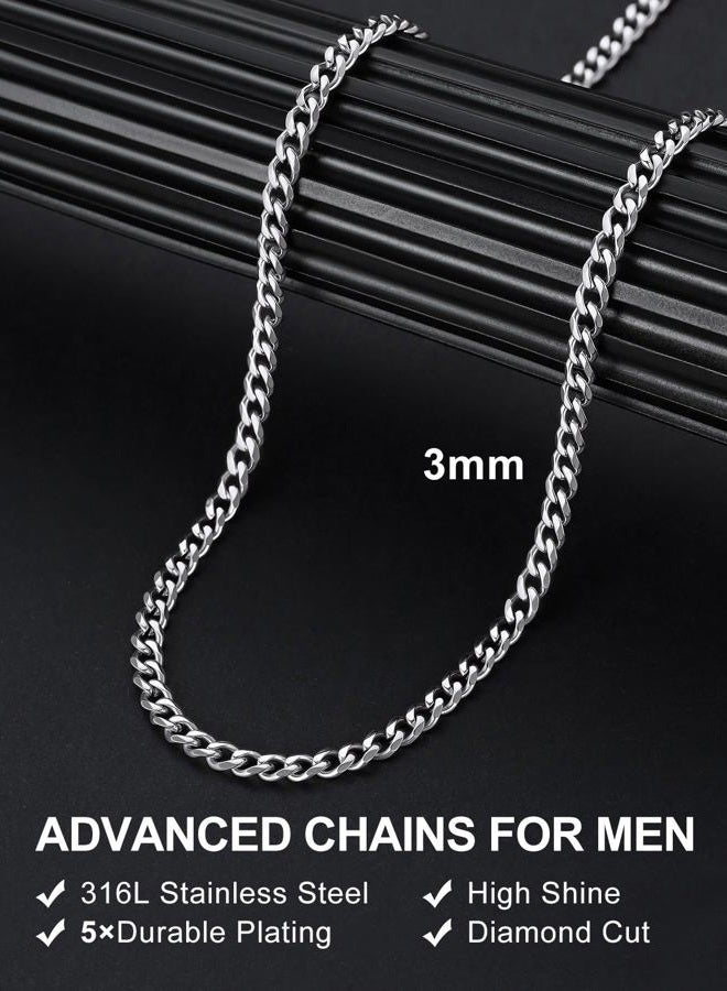 Suplight Stainless Steel Cuban Link Chain for Men,Black /18K Gold Plated Miami Curb Cuban Chains Necklace, 3mm/6mm/9mm/12mm Hip Hop Mens Jewelry, 14-30 Inch Jewelry, Send Gift Box, 22 inches, Gold - Image 3