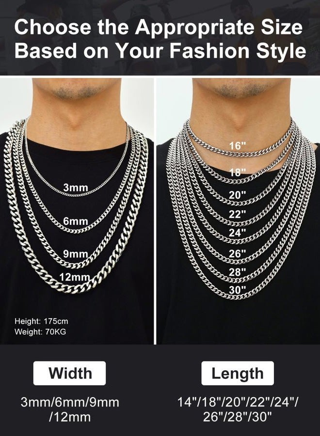 Suplight Stainless Steel Cuban Link Chain for Men,Black /18K Gold Plated Miami Curb Cuban Chains Necklace, 3mm/6mm/9mm/12mm Hip Hop Mens Jewelry, 14-30 Inch Jewelry, Send Gift Box, 22 inches, Gold - Image 5