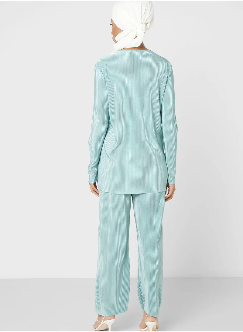 Khizana Pleat Detail Top And Pant Set