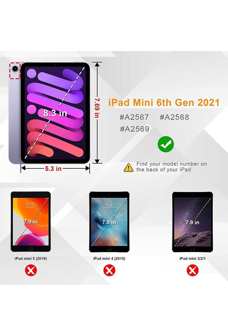 حافظة دوارة لجهاز iPad Mini 6 (الجيل السادس 8.3 بوصة) - قاعدة دوارة بزاوية 360 درجة، غطاء خلفي واقي، ميزة الاستيقاظ/النوم التلقائي لجهاز iPad Mini 6 موديل 2021 (أزرق) - Image 4