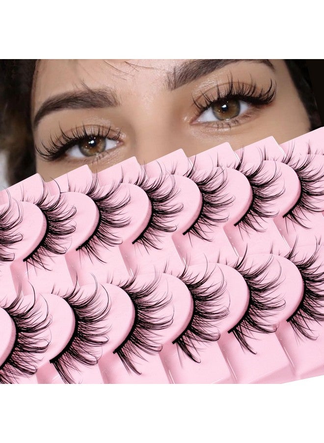 Veleasha Russian Strip Lashes Dd Curl False Eyelashes Fluffy Wispy Faux Mink Lashes 10 Pairs Pack (D08) - Image 1