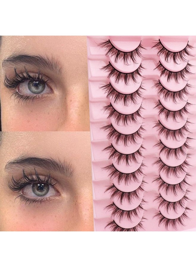 Veleasha Russian Strip Lashes Dd Curl False Eyelashes Fluffy Wispy Faux Mink Lashes 10 Pairs Pack (D08) - Image 2