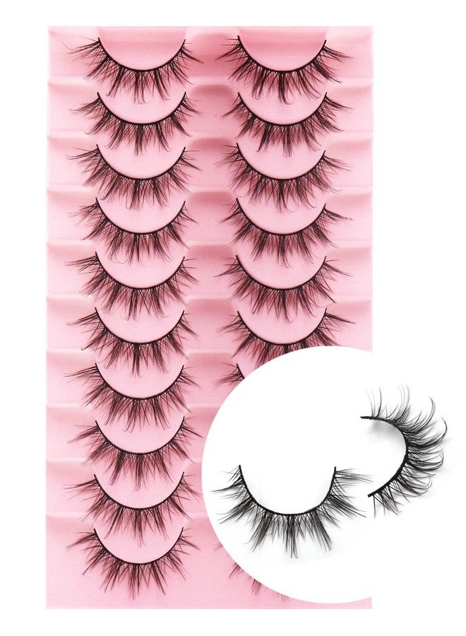 Veleasha Russian Strip Lashes Dd Curl False Eyelashes Fluffy Wispy Faux Mink Lashes 10 Pairs Pack (D08) - Image 5