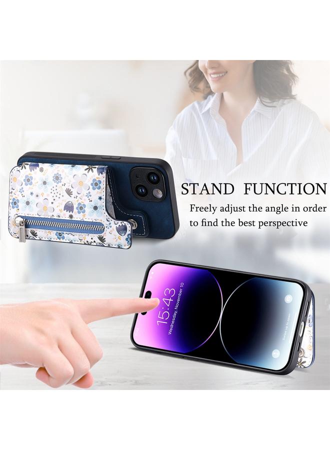 S-TOP Case For iPhone 15 Pro Max Retro Painted Zipper Wallet Back Phone Case - Image 4