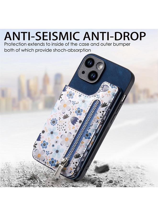 S-TOP Case For iPhone 15 Pro Max Retro Painted Zipper Wallet Back Phone Case - Image 2
