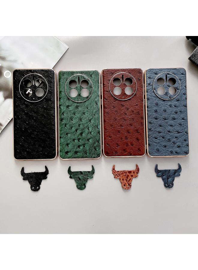 Green Tiger Case For Huawei Mate 50 Pro Genuine Leather Ostrich Texture Nano Plating Phone Case - Image 5