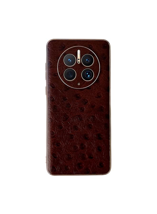 Green Tiger Case For Huawei Mate 50 Pro Genuine Leather Ostrich Texture Nano Plating Phone Case - Image 1