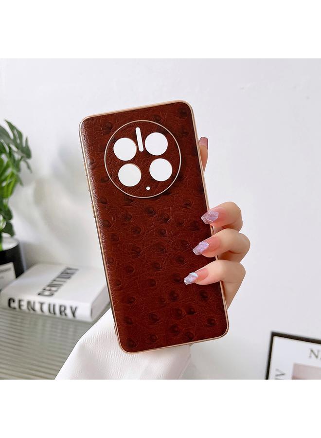 Green Tiger Case For Huawei Mate 50 Pro Genuine Leather Ostrich Texture Nano Plating Phone Case - Image 2
