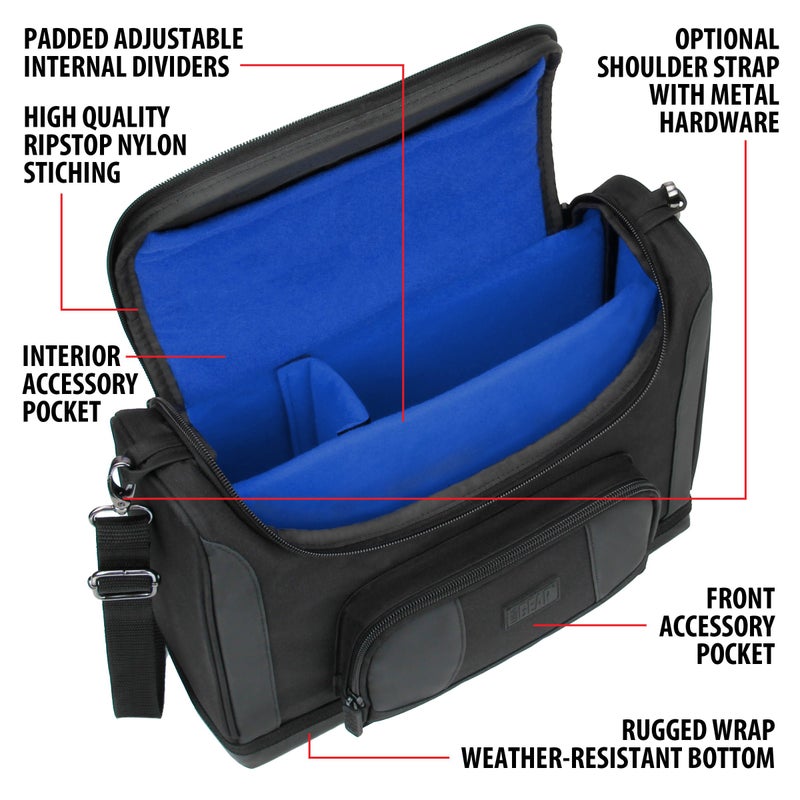 USA Gear Portable Photo Printer Case - Messenger Bag with Padding Dividers Compatible with Canon Selphy CP1500, Selphy Cp1300, Kodak Step Wireless, Canon Ivy 2, and More Mini Photo Printers - Blue - Image 5