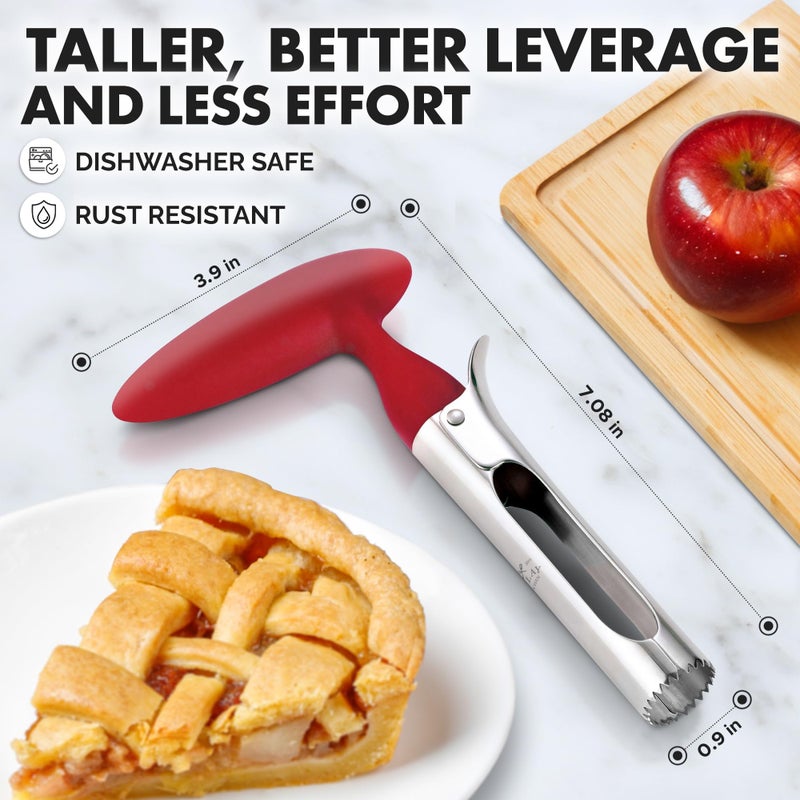 Zulay Kitchen Premium Apple Corer Tool - Ultra Sharp, Stainless Steel, Serrated Blades for Easy Coring - Easy to Use & Clean, Durable Apple Corer Remover for Baking Apples & More - Red - Image 5