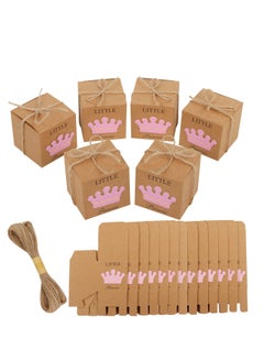 Little Princess Kraft Paper, 50 Pack Baby Shower Favour Boxes for Girls Birthday Party Decoration/Gifting Supplies (5 x 5 x 5 cm)