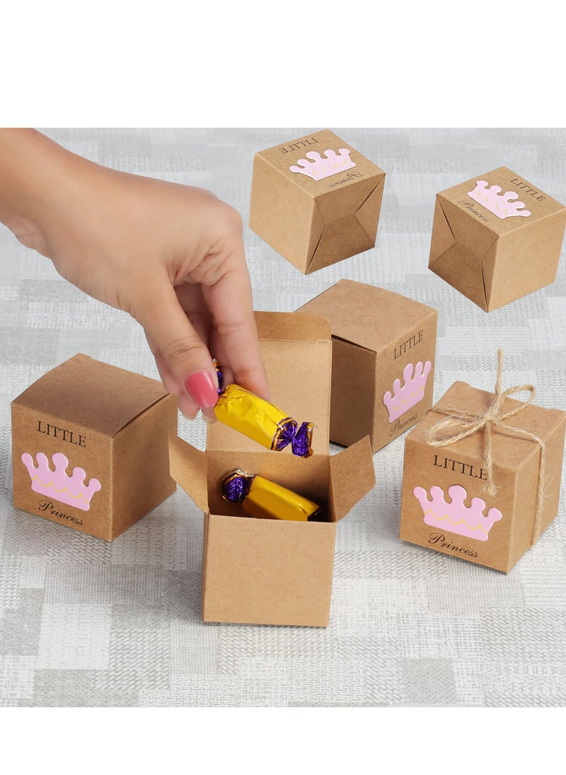 Excefore - Little Princess Kraft Paper, 50 Pack Baby Shower Favour Boxes for Girls Birthday Party Decoration/Gifting Supplies (5 x 5 x 5 cm) - Image 1
