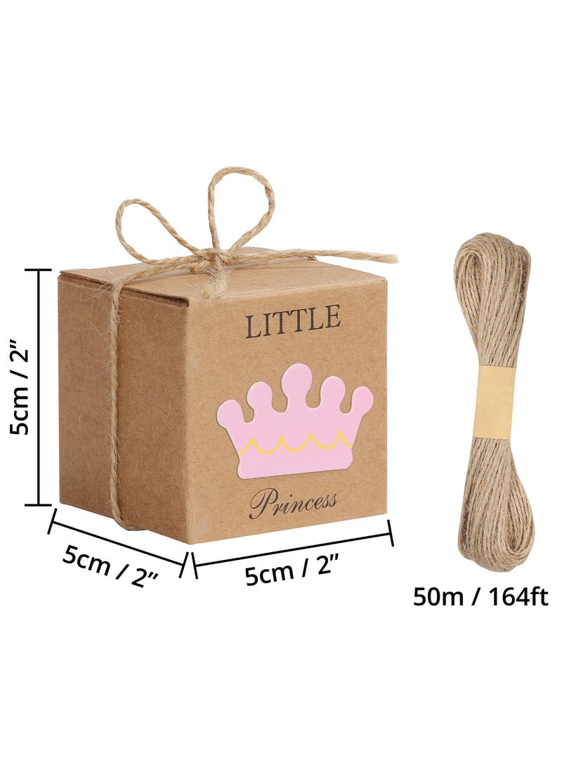 Excefore - Little Princess Kraft Paper, 50 Pack Baby Shower Favour Boxes for Girls Birthday Party Decoration/Gifting Supplies (5 x 5 x 5 cm) - Image 1