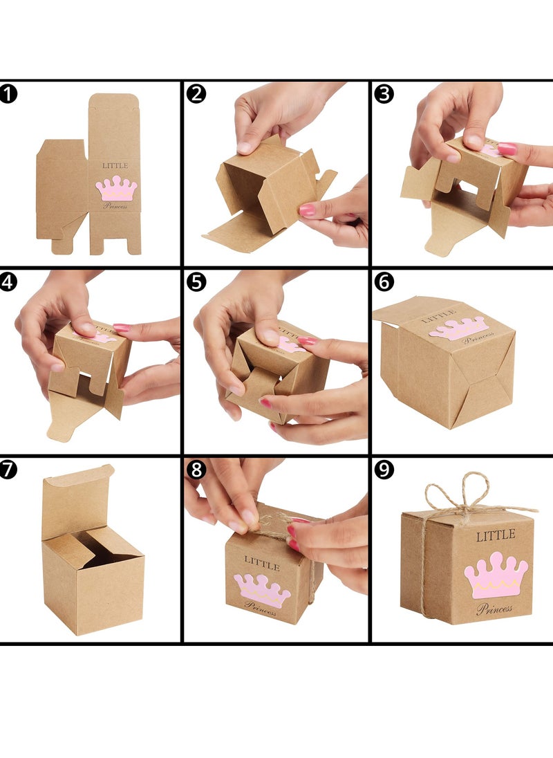Excefore - Little Princess Kraft Paper, 50 Pack Baby Shower Favour Boxes for Girls Birthday Party Decoration/Gifting Supplies (5 x 5 x 5 cm) - Image 1