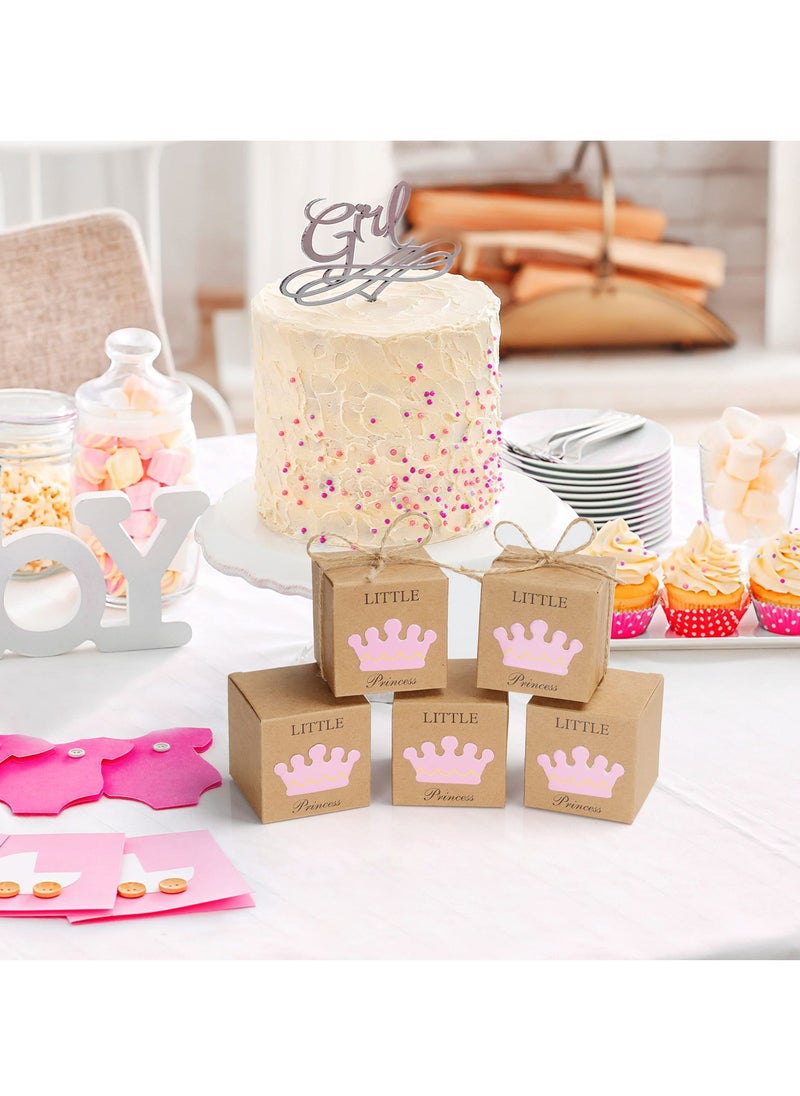 Excefore - Little Princess Kraft Paper, 50 Pack Baby Shower Favour Boxes for Girls Birthday Party Decoration/Gifting Supplies (5 x 5 x 5 cm) - Image 1
