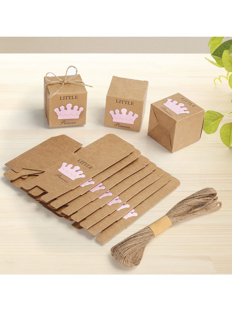 Excefore - Little Princess Kraft Paper, 50 Pack Baby Shower Favour Boxes for Girls Birthday Party Decoration/Gifting Supplies (5 x 5 x 5 cm) - Image 1
