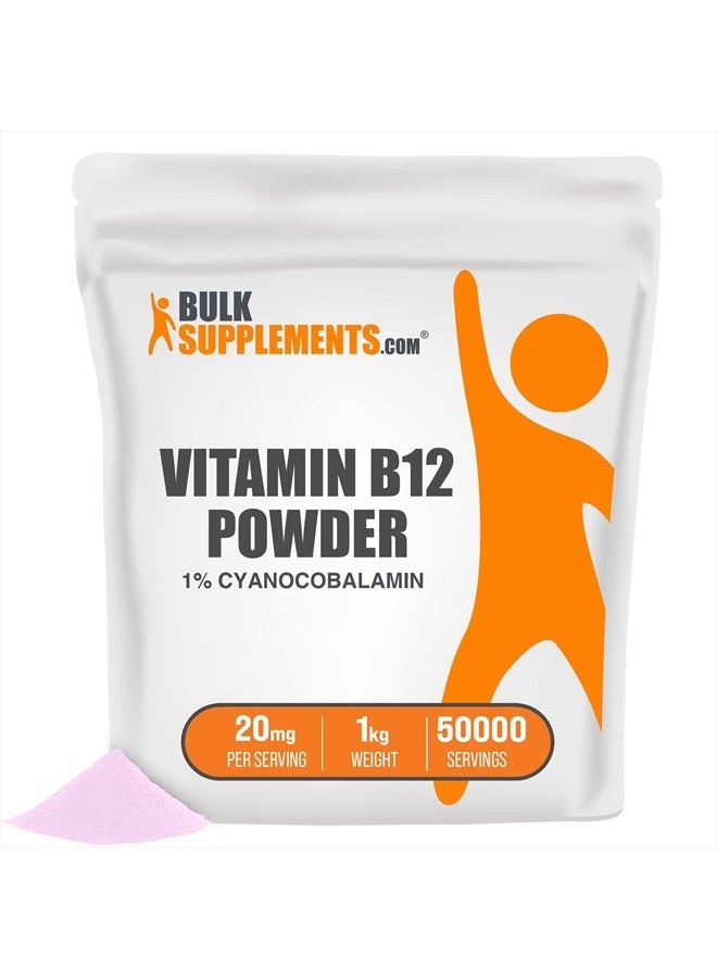 BULKSUPPLEMENTS.COM Vitamin B12 Powder (Cyanocobalamin) - Vitamin B Supplements for Energy Production and Nerve Health - 20 mg (1% Cyanocobalamin) per Serving (1 Kilogram - 2.2 lbs) - Image 1