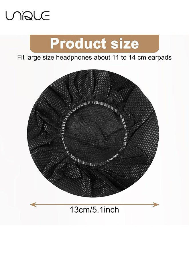 Unique 100 Pieces Disposable Headphone Covers Non-Woven Sanitary Headphone Ear Covers Black Fabric Headset Covers Ear Pad Covers for Headphones Dust-Proof Sanitary Headset Ear Pads 10-13cm - Black  - Image 2
