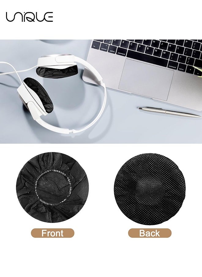 Unique 100 Pieces Disposable Headphone Covers Non-Woven Sanitary Headphone Ear Covers Black Fabric Headset Covers Ear Pad Covers for Headphones Dust-Proof Sanitary Headset Ear Pads 10-13cm - Black  - Image 5
