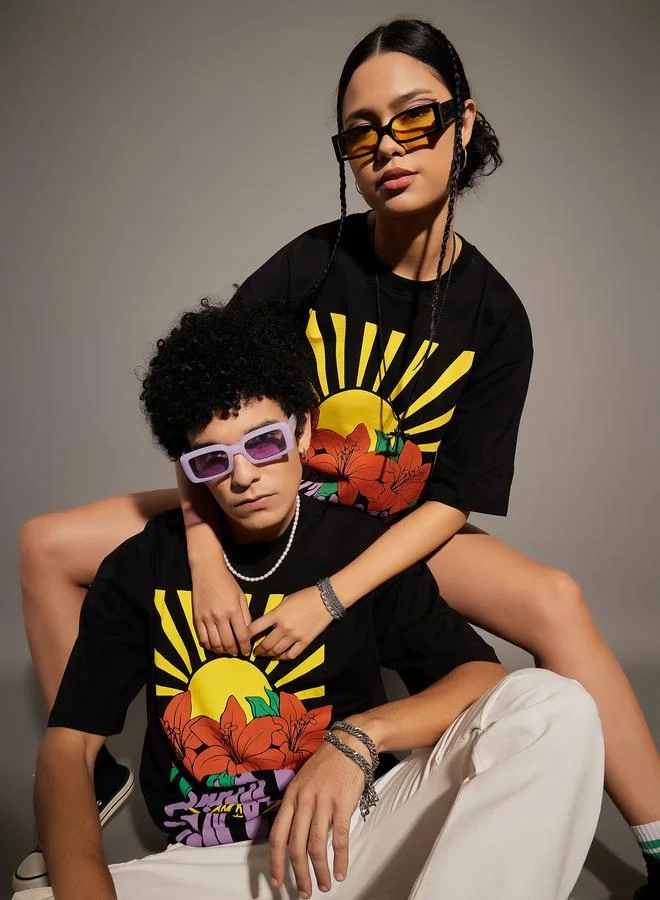 ماسكلن ساسافراس Surf Days Graphic Print Oversized T-Shirt by Styli