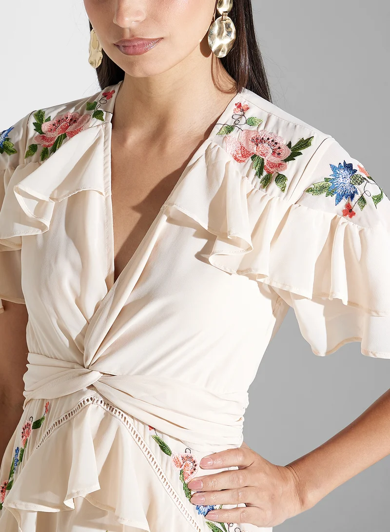 Hope & Ivy Floral Ruffle Midi Dress