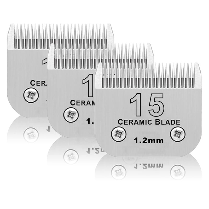 DODAER 3 Pack 15 Detachable Pet Dog Grooming Ceramic BladesCompatible with AndisOster A5Wahl KM10 SeriesSize 15 Blade 364Inch 12MM Cut Length - Image 2