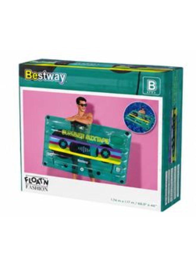 Bestway Summer Mixtape Inflatable Cassette Tape Pool Float – 1.74m x 1.17m – Retro Design for Adults & Teens – Beach & Lake Air Mattress - Image 1