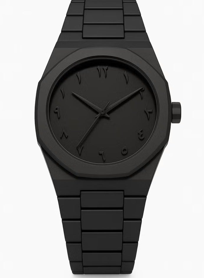 AURA Minimalist Black Analog Watch with Arabic Numerals – Unisex, Matte Finish - Image 1