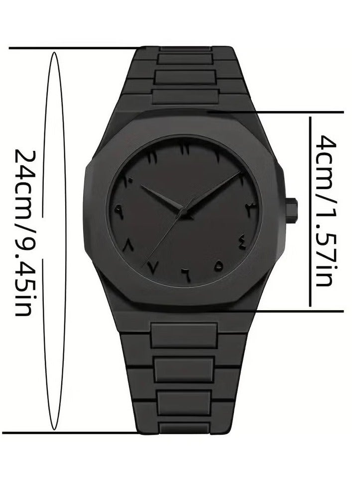 AURA Minimalist Black Analog Watch with Arabic Numerals – Unisex, Matte Finish - Image 2