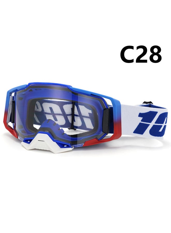 Blue Red Gradient Motorcycle Goggles Windproof Outdoor Riding Clear Lens