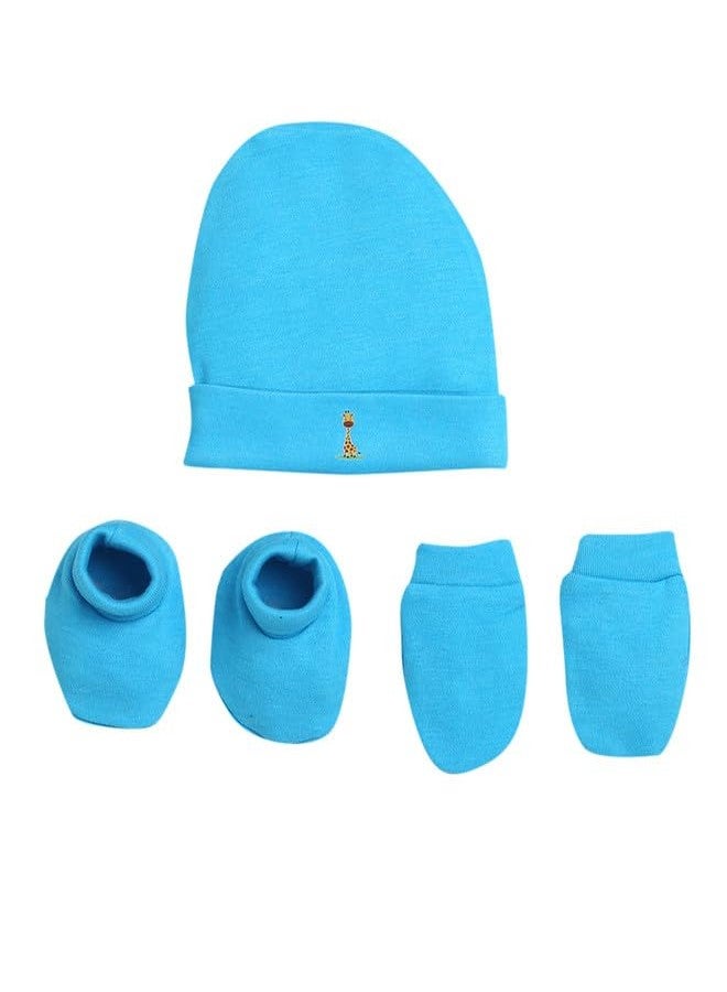 BUMZEE طقم قبعة وقفازات وجوارب قطنية زرقاء للأولاد من بامزي، مناسب للأعمار من 0 إلى 3 أشهر (Peb9483) - Image 1