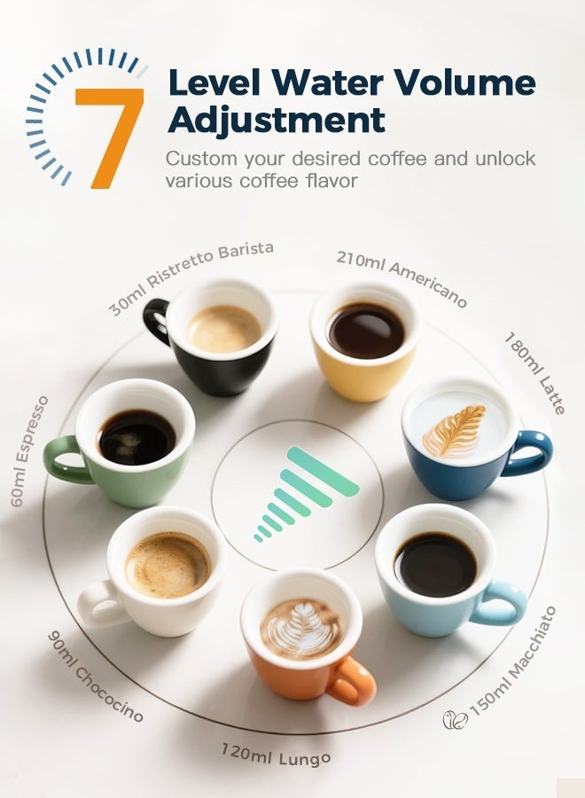 Cafelffe New 5 In 1 Automatic Capsule Coffee Machine With 7 Levels LED Bar Indicator,With A Handheld Milk Frother With 350ML Milk Pitcher Bundle Electric Milk Foamer Portable Mini Mixer Machine For Hot Chocolate Coffee - Image 4