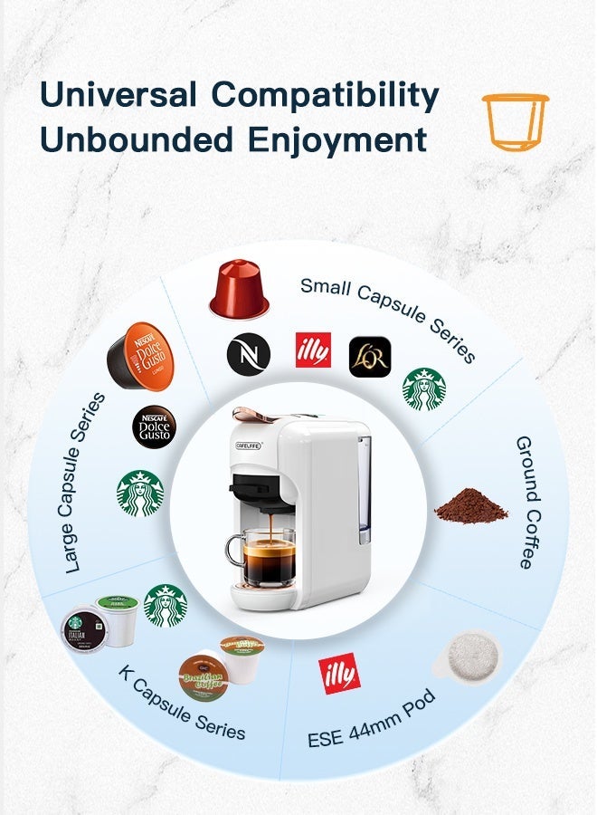 Cafelffe New 5 In 1 Automatic Capsule Coffee Machine With 7 Levels LED Bar Indicator,With A Handheld Milk Frother With 350ML Milk Pitcher Bundle Electric Milk Foamer Portable Mini Mixer Machine For Hot Chocolate Coffee - Image 3