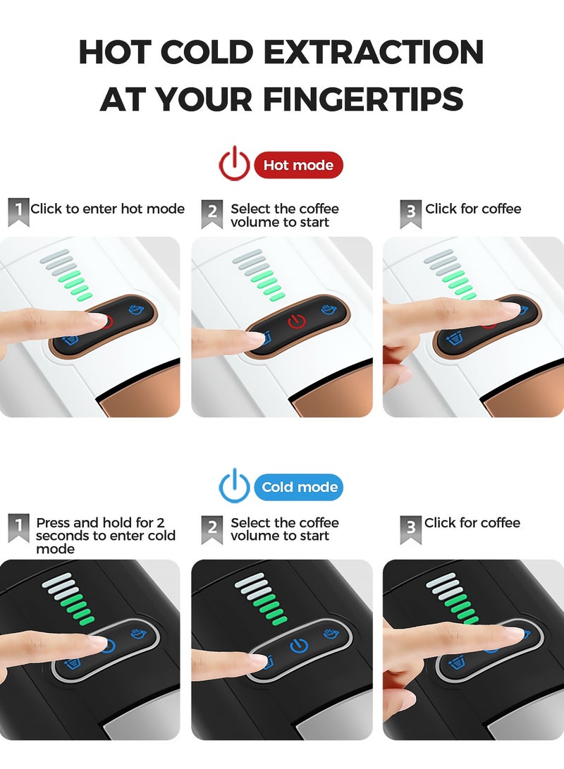 Cafelffe New 5 In 1 Automatic Capsule Coffee Machine With 7 Levels LED Bar Indicator,With A Handheld Milk Frother With 350ML Milk Pitcher Bundle Electric Milk Foamer Portable Mini Mixer Machine For Hot Chocolate Coffee - Image 5