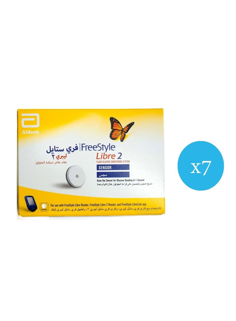 Abbott Freestyle Libre 2 System Waterproof Blood Glucose Monitor Sensor Kit (Pack of 7) - Image 2