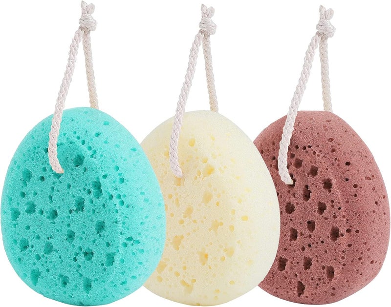KECUCO 3 Pcs Bath Sponge for Women, Men, Teenager, Body Wash Sponges Loofah Body Scrubber, 3 Colors & Large Size Shower Pouf Cleaning Loofahs for Shower Exfoliating - Image 1