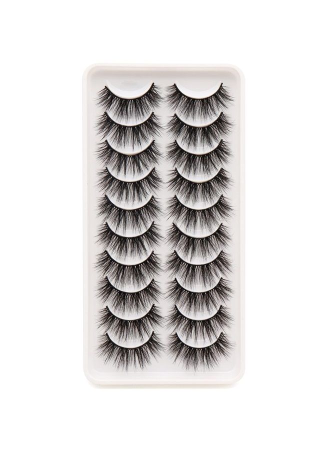 Veleasha False Lashes Pack 6D Faux Mink Eyelashes Wispy Lightweight Volume Eye Lashes 10 Pairs Multipack (6D04)
